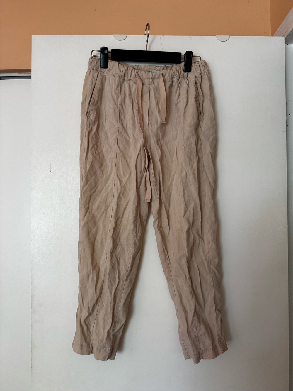 Men's Casual Drawstring Linen-Blend Pants in Beige